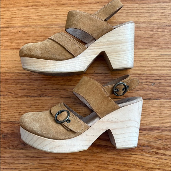Free People Women’s Park Circle Tan Suede Platform Clog Heels - size 40 - Picture 5 of 10